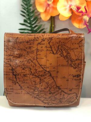 NWT PATRICIA NASH Granada Map Print Riot Rust Leather Crossbody Bag