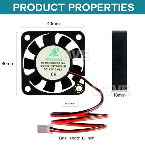 2x Brushless Silent Compute Fan 40x40x10mm DC 12V PC Case Cooling Fans Black - Picture 6 of 7
