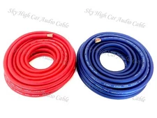 50 ft 4 Gauge AWG 25' BLUE / 25' RED Power Ground Wire Sky High Car Audio