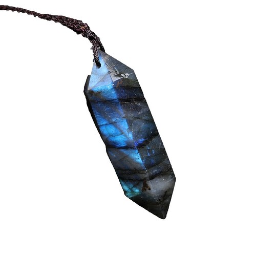 Oval Labradorite Pendant 4.5cm Natural Labradorite & Moonstone Necklace - Wrap Pendant For Women & Men, Energy Crystal Gemstone Necklace Mens - Foto 11