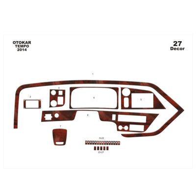 Otokar Tempo 2014 27Pcs Fit Interior Dash Trim Cover Kit Wood