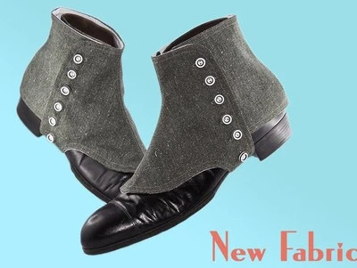 VINTAGE SPIRIT PARIS Guêtres VINTAGE HOMME RETRO CHIC GATSBY DANDY GAITERS SHOES VERT-DE-GRIS chiné