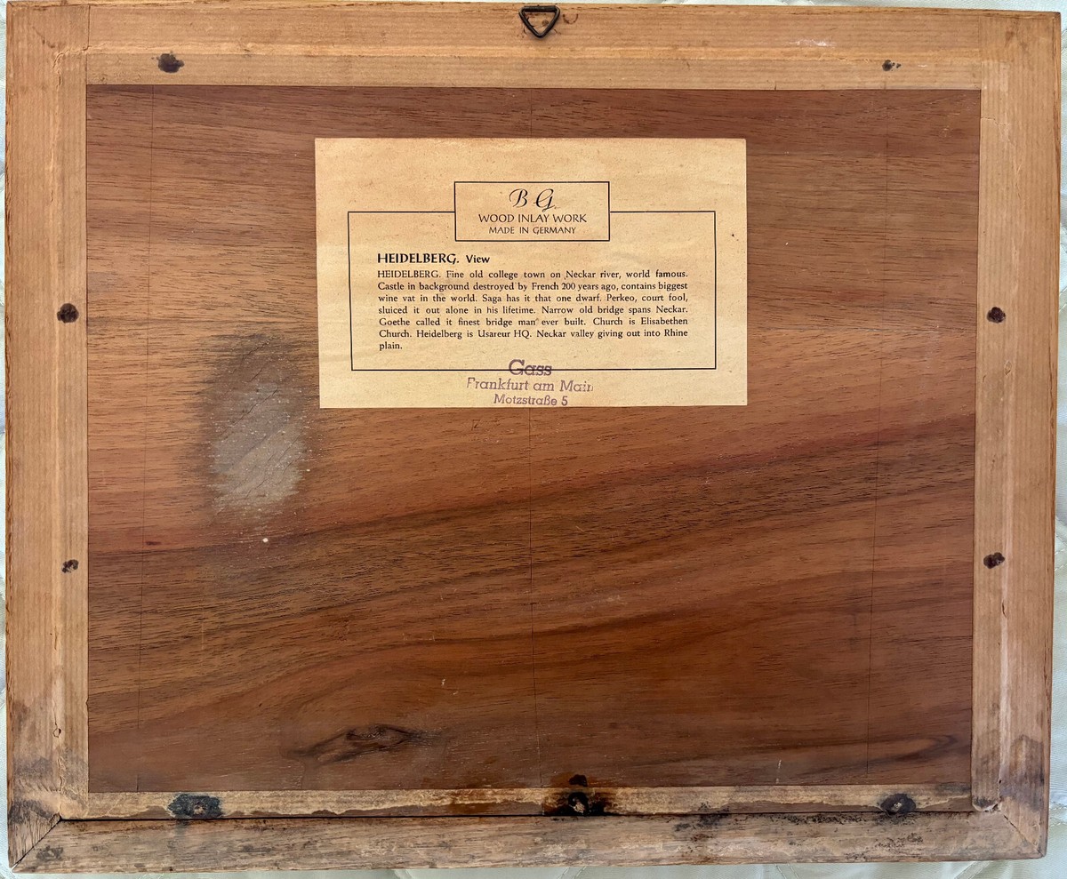 Buchschmid & Gretaux BG Marquetry Wood Inlay Tray Old Heidelberg