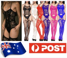 AU STOCK BODYSUIT GARTER BELT BODYSTOCKING LACE LINGERIE EROTIC UNDERWEAR HOS026