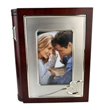 Lenox Forevermore Bookshelf Photo Album Wood Silver Tone Hearts Storage READ