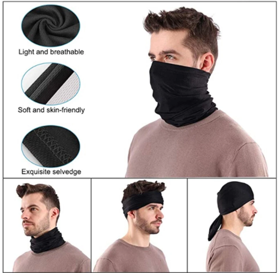 Faixa de cabelo multifuncional pescoço snood tubo gaiter esportes corrida tiara unissex - Imagem 3 de 4