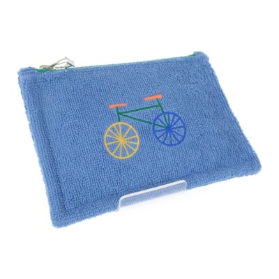 HERMES Les Cabane Flat Pouch PM Bicycle Pouch Cotton Blue Women's ISY