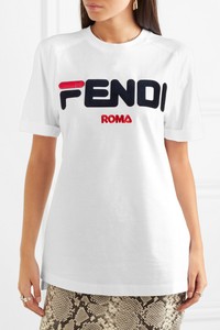 Authentic Fendi x Fila Mania Oversized White Cotton Tee T-Shirt Women's Large | eBay