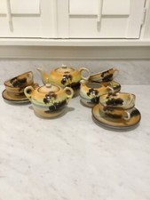 Vintage T T Japan Lusterware Complete 6 Teacup set Tree,Lake Scene Hand Painted