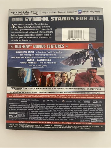 Captain America Brave New World 4k Ultra + BLU-RAY + DIGITAL W/Slipcover NEW!!! - Imagen 2 de 3