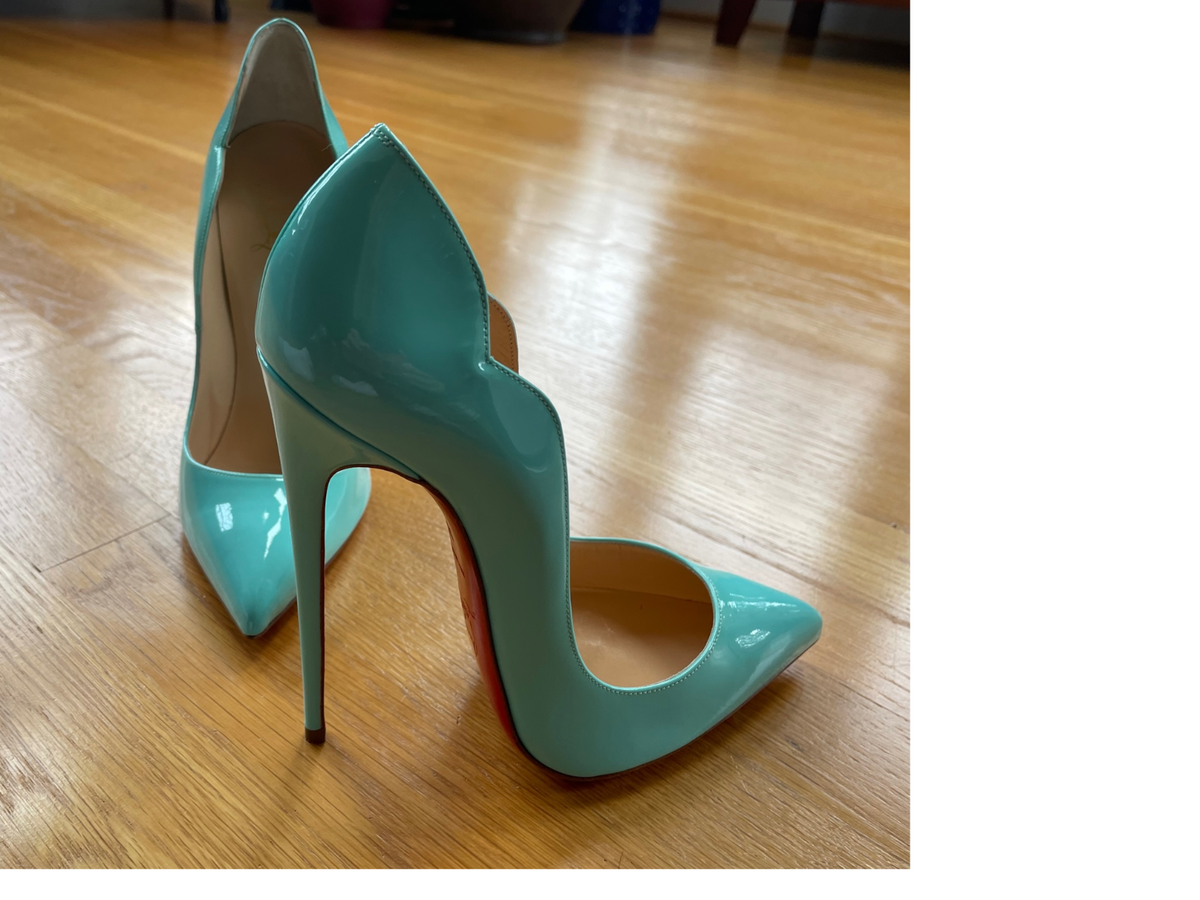 CHRISTIAN LOUBOUTIN Hot Chick 130mm Opaline Patent 38 New Box