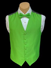 Men's Armanno Lime Green Tuxedo Vest Bow Tie Wedding Groom Prom Medium M