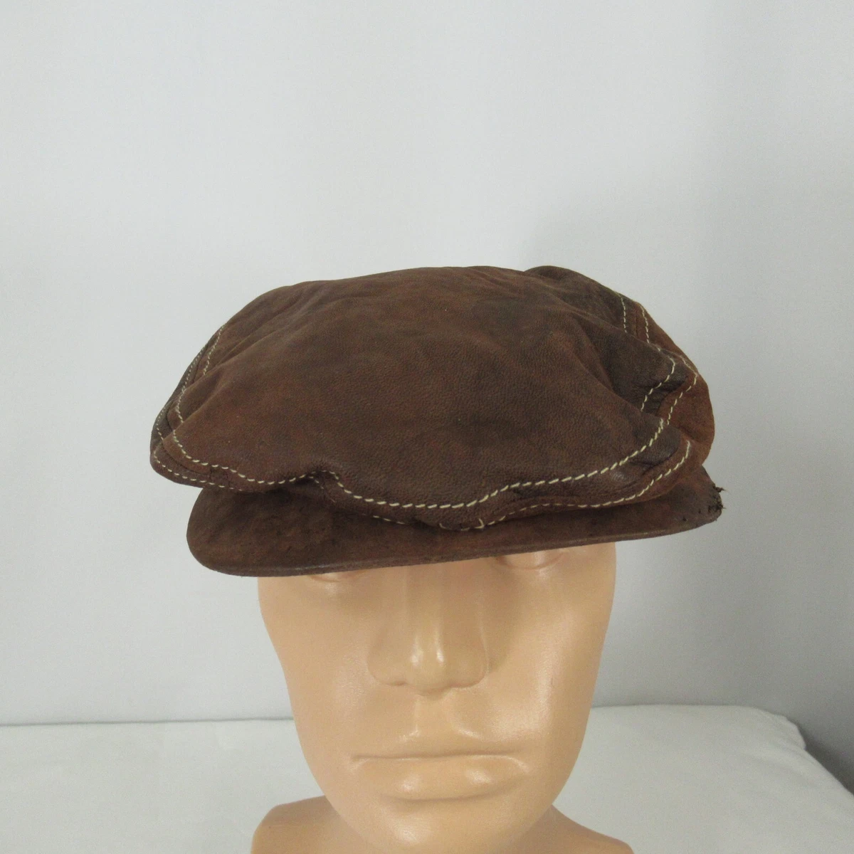 Distressed leather cheap newsboy cap