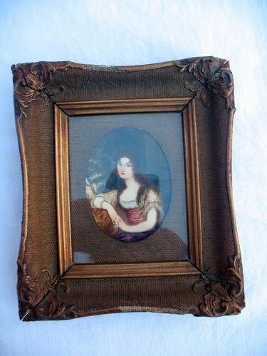 Antique Victorian Miniature Watercolor Painting Portrait Of A Girl Signed Hall