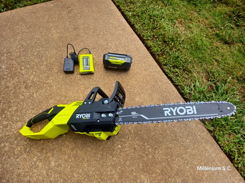 Ryobi 40V HP Brushless 18" Battery Chainsaw With Genuine 40V Battery & Charger - Image 3 of 4