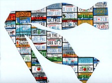 Travel Bow tie, American State License Plates, Happy Campers, Self-tie Bow tie