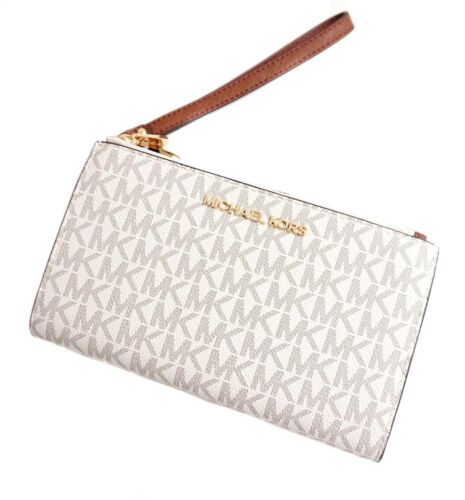 Porte-monnaie Michael Kors Jet Set Travel Double Zip Vanille Neuf - Photo 2 sur 12