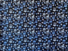 PIXELATED SKULLS FABRIC Black Bkgrnd BLUE GRAY SKELETON FACES 58x78 Cotton