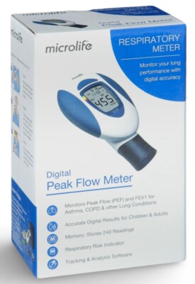 New - MICROLIFE DIGITAL PEAK FLOW RESPIRATORY METER - COPD - PEF/FEV1 - Asthma