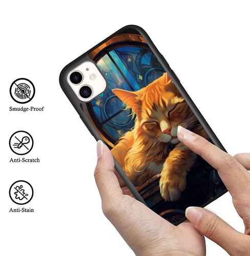 Anti scratch Cover For iPhone SE XS XR Max 5 6 7 8 Plus orange cat Kitten lively - Picture 10 of 25