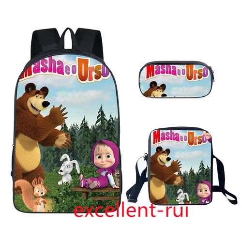 Masha and The Bear Backpack Set with Lunch Bag and Pencil Case