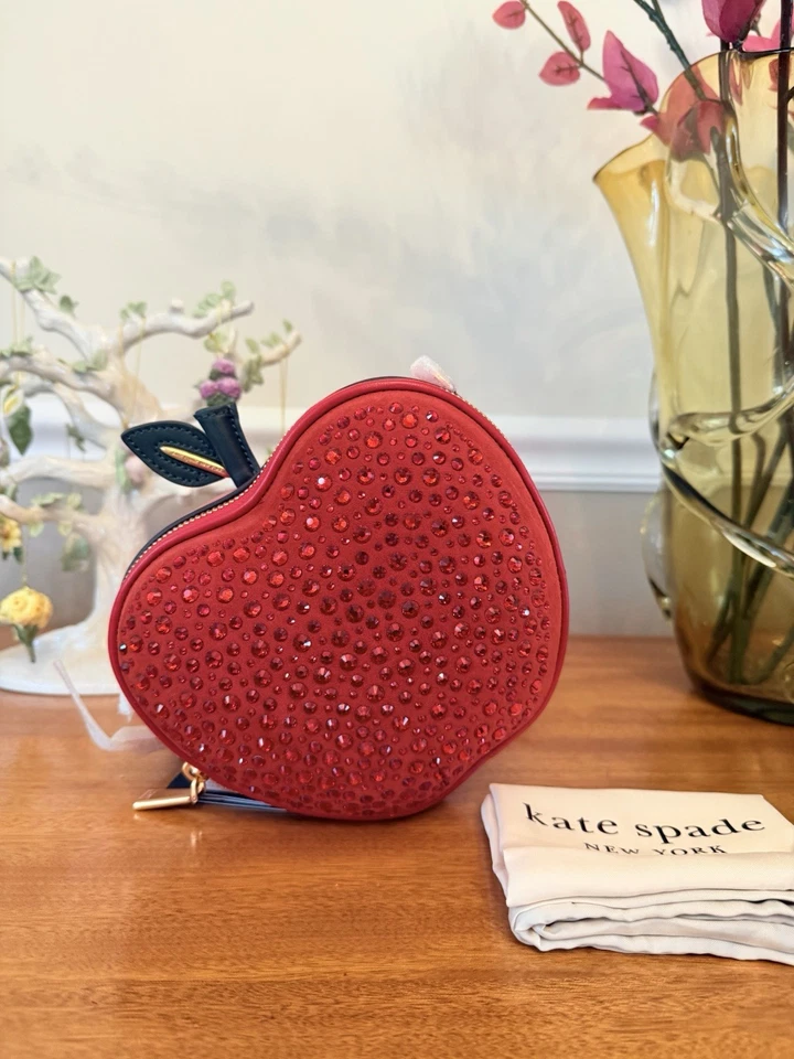 Bandolera Kate Spade Novedad Gran Manzana 🍎 Adornada Cadena Cuero 3D Nueva con Etiquetas