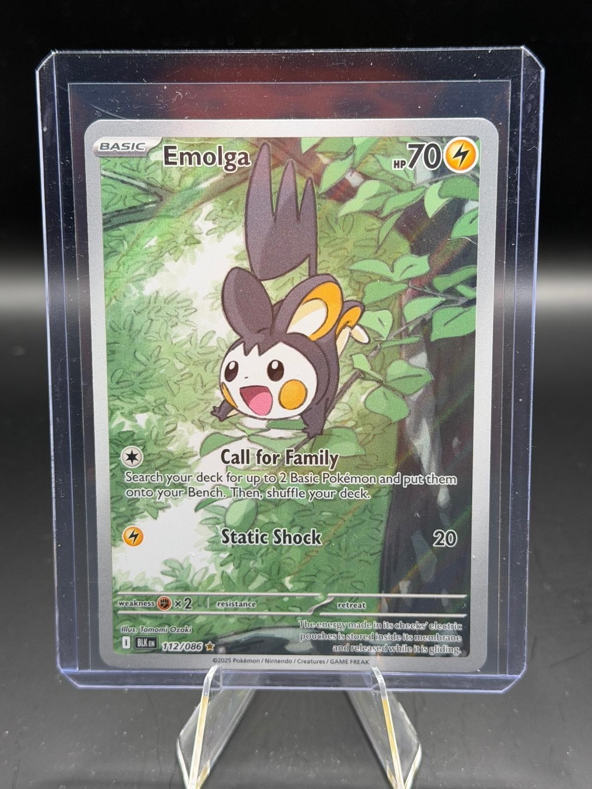 Emolga 112/086 Holo Illustration Rare Black Bolt Pokemon Near Mint