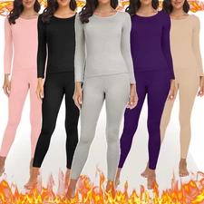 Women's Ultra-Soft Thermal Base Layer Top & Bottom Underwear Set 2PCs Set Shirts