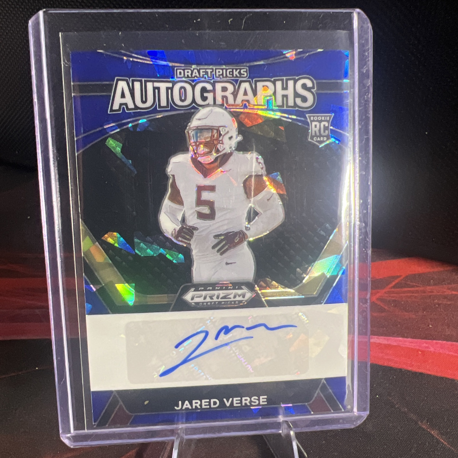 2024 Panini Prizm Draft Picks JARED VERSE RC BLUE ICE AUTO /75 FSU LA Rams DROY
