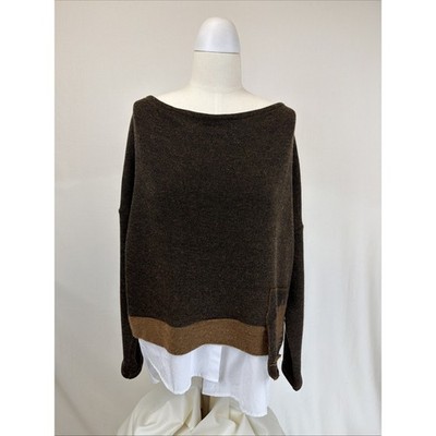 NWT Luukka 23K0110 Brown ''Passion'' High Low Hem Sweater Size LARGE #0692