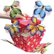 Butterfly Explosion Gift Box,Two-Layer Flying Butterfly Surprise Box Contains...