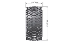 LOULT3279SB ST-UPHILL 1/16 STADIUM TRUCK TIRES, 12MM HEX, SOFT, MOUNTED ON BLACK
