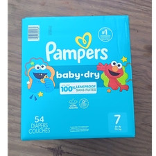 Pampers Baby-Dry Diapers Size 7 54ct Disposable Unisex 41 lbs Multicolor