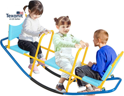 Teeter Totter Seesaw for Kids Outdoor, 2 in 1 Metal Rocking Seesaw for Toddlers 