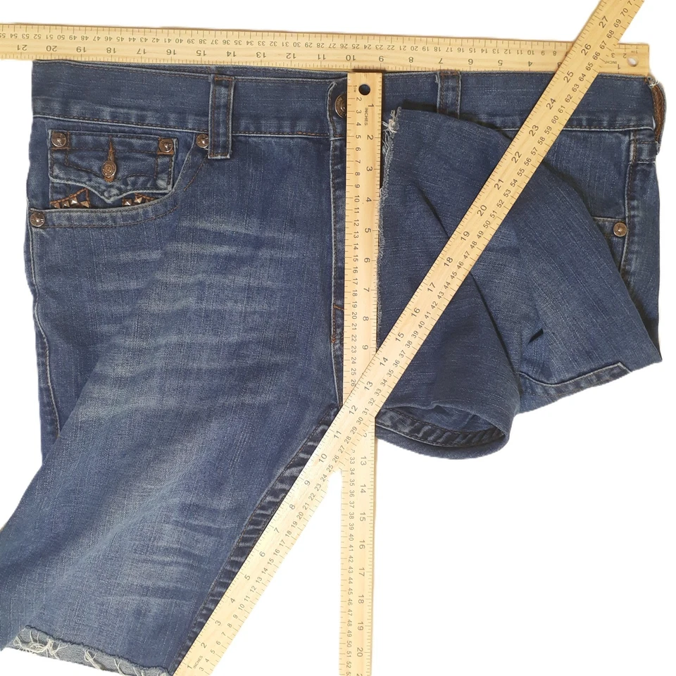 Jean Cutoff Shorts True Religion Blue Women Rise=11i Inseam=12i Waist=41i - Image 2 of 4