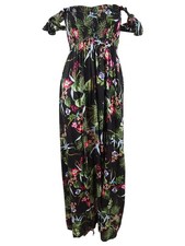 Raviya Women's Floral Printed Maxi Dress Swim Cover-Up S, Black