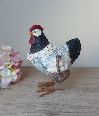 Vintage Osterhenne mit Eierkorb - alte Figur Deko Landhaus »