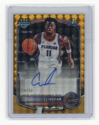 CJ Ingram 2025-26 Bowman Chrome, CPA-CI, Chrome Prospect Auto Gold Geometric /50