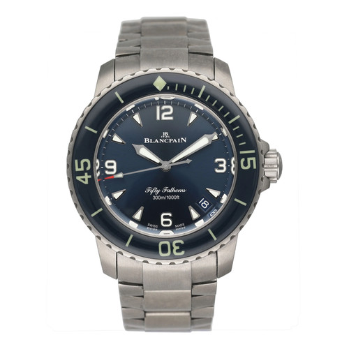 Blancpain Fifty Fathoms Automatique 5015 12B40 98B Blue Dial Titanium Mens Watch