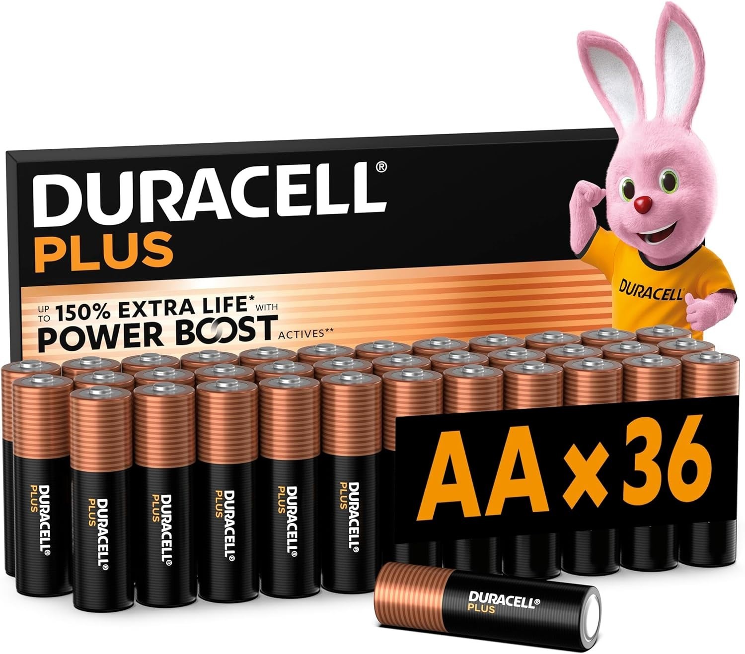 DURACELL Batterie Plus AA (Confezione da 36) – Batterie Alcaline da 1,5 V