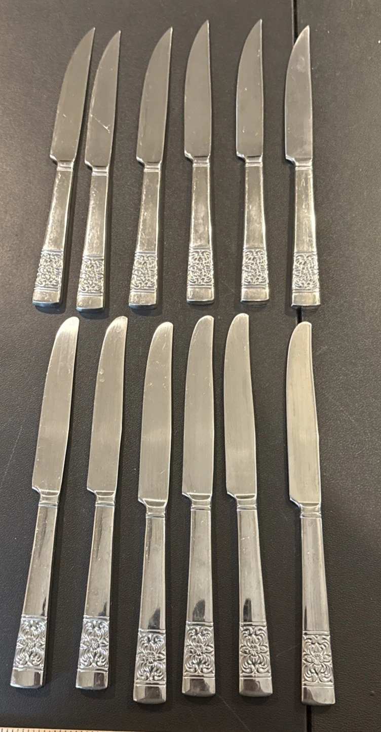 Reed Barton Harvest Bouquet Butter Serrated Knife Set Of 12 Flatware Stainless