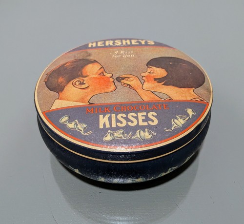 VINTAGE HERSHEY'S Round Hershey's Milk Chocolate Kisses Tin Collectible - Picture 1 of 6