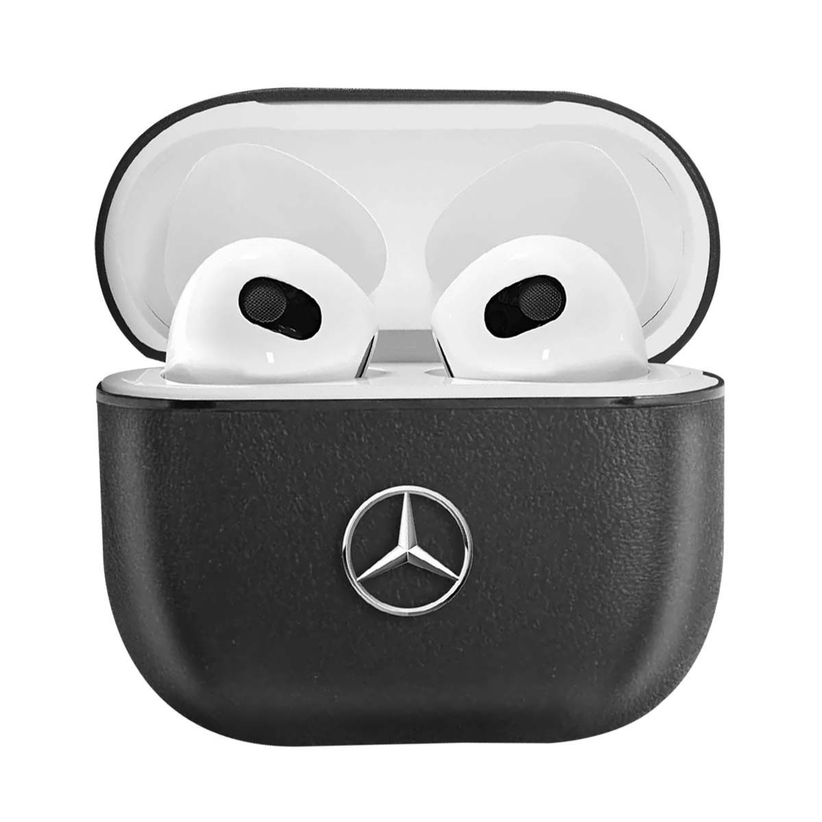 Housse cuir Mercedes pour AirPods 3 : l'élégance noire antichoc