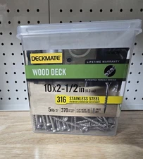 #10x2-1” Deckmate Wood Deck Screws Stainless Steel Star Drv Flat Head 5lbs/315ct