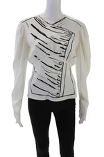 J.W. Anderson Womens Gathered Bust Puff Shoulder Sleeve Blouse White Size 2