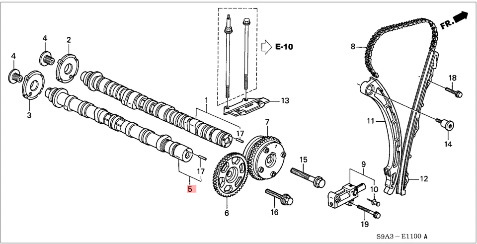 GENUINE FOR HONDA 14120PPA010 EXHAUST CAMSHAFT K20A K24A ACCORD CR-V CIVIC - Image 2 of 4