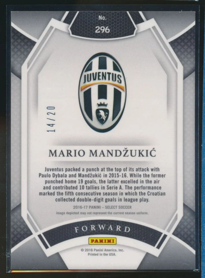 2016-17 Panini Select Field Level Camo Prizm 14/20 Mario Mandzukic #296 Rare - Image 2 of 2