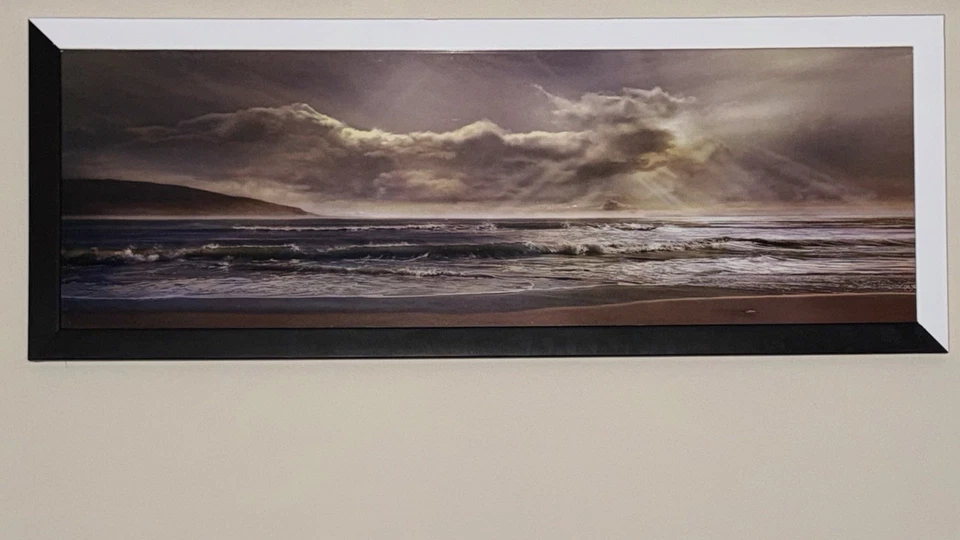 Pintura fotográfica de playa parcialmente nublada arte de pared decoración del hogar Foto 2 de 2