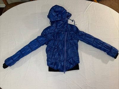 Armani Exchange AX Puffer Hooded Jacket Winter Coat Women XS Royal Blue Full Zip