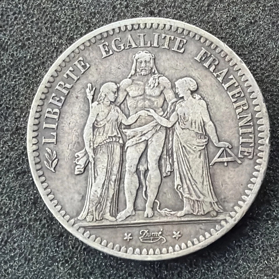 1848-A França prata 5 francos 0,7234 oz RARO - Imagem 3 de 4